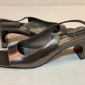 Bruno Magli Silver Peep-Toe Heel